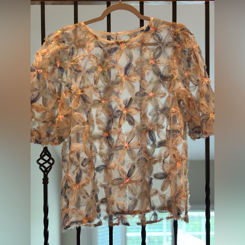 Floral Sheer Women's Top - Multicolor
